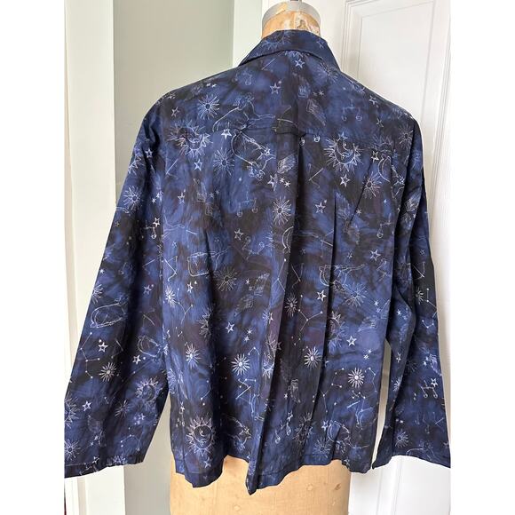 Johnny was BEJEWEL SLEEP pajamas Shirt blue castellation cotton button up xl - Picture 12 of 16